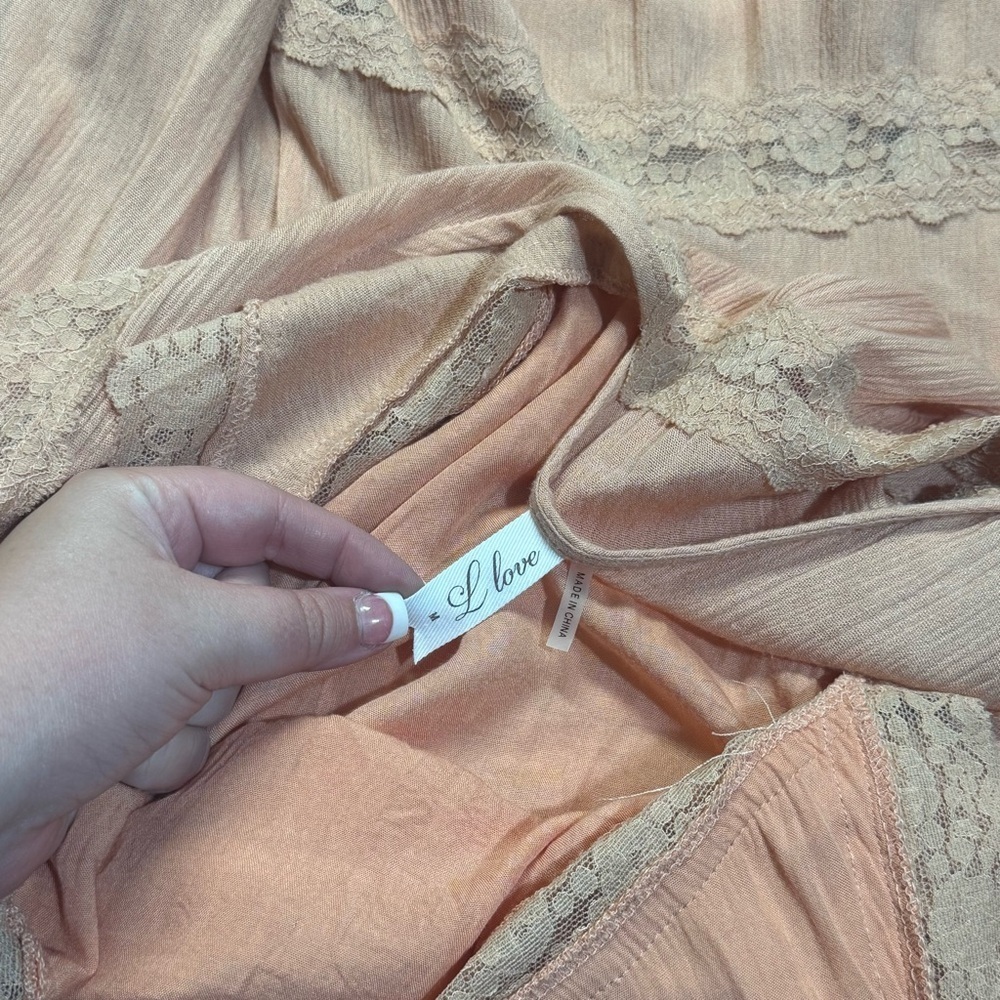L Love‎ Fairy Ethereal Cottagecore Peasant Bohemian Tiered Gauzy Maxi Dress M - Picture 7 of 12